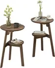 round End Table Set of 2, Narrow Side Table for Small Spaces, Accent Table Night