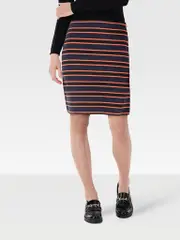 Striped Elasticated Knee Length Skirt