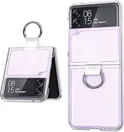 [T Tersely] Clear Case Cover with Ring for Samsung Galaxy Z Flip 3 5G, Slim Fit Shockproof Protective Transparent Cover Case for Samsung Galaxy Z Flip3 5G - Clear