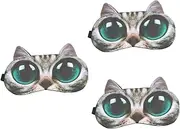Baluue Pcs Big Eyes Cat Sleep Mask Cotton Cooling Blindfold for Women Men Boys and Girls Cartoon Animal Design Restful Eye Mask for Travel Home Office