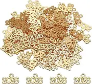 uxcell Metal Year Number Charm, Red Gold 2026 Year Charm Graduation Tassel for DIY Jewelry Making, Necklace Bracelets, Keychain, Pack of 100