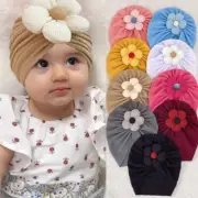 Headwrap Nursery Hospital Solid Turban Hat Baby with Big Flower