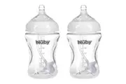 2x Nuby Tritan Baby Anti-Colic Clear Drinking Bottle w 360 Weighted Straw 270ml