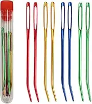 Plastic Sewing Needles,8Pcs Colorful Large Eye Plastic Sewing Needles,Wool Needles Colourful Bent Tip Tapestry Needles Large Eye Aluminium Sewing Knitting Needles,Large Eye Blunt Needles in Box