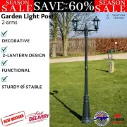 Preston Garden Light Post 2-arm 215cm Dark Green Outdoor Landscape Lamp vidaXL