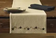 Burlap Star Table RUNNER 13x36 Country Primitive Natural Pip Star Tan Park