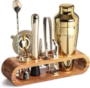 Mixology Bartender Kit: 10-Piece Bar Tool Set with Bamboo Stand | Gold