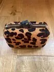 House of Harlow CHEETAH Box Clutch Lock DETACHABLE CHAIN STRAP