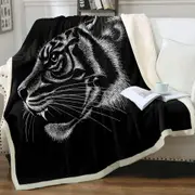 Black Background Tiger Head Profile Throw Blanket