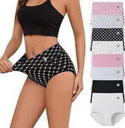 [MEIDAYAI] Womens Underwear Pima Cotton High Waisted Ladies Panties Full Coverage Briefs 8 Pack (Regular & Plus Size)