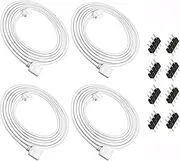 Nelyeqwo 4 Pack 6.5ft RGB Extension Cable, 2M PVC 4 Pin ATX Connector for 5050/3528 LED Strip Light, 72W 24V DC, 4 Male-to-Female Solderless Connectors, DIY Cables Kit for Indoor Use