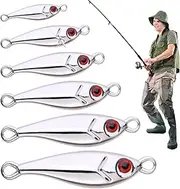 Fishing Lure Kit - Realistic Metal Bait,3D Eyes Sequin Jig Lures Set of 6 for Offshore Trolling Night Creek All Waters Fishing