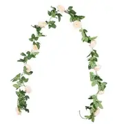 8.2Ft Artificial Peony Flower Garland Hanging Greenery Vine Silk Champagne