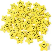 Star with Smile Face Mini Erasers Back to School Fun Smile Face Cartoon Eraser Cute Yellow Smile Erasers for Kids School Carnival Reward Student Prizes Birthday Gift Filler Supplies