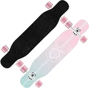 Sports Longboard Skateboard, 41" 9 Layers of Maple Wood Four-Wheeled Double-tilt Deer Pattern Mid-Dance Board Suitable for Beginners Adults