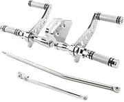Heel Toe Shifter Levers Forward Control Footpeg Shifter Peg Heel Toe Gear Linkage Lever Fit for Harley Dyna Street Bob Low Rider Super Glide Metal Gear Shifter Shift Lever(A Chrome)