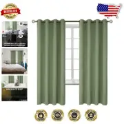 Fashionable Thermal Insulated Blackout Drapes - 52"w x 72"l Grass Green Pair