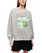 Ganni Isoli Logo Graphic Oversized Sweatshirt