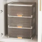 Giantex 3-Tier Foldable Shoe Rack Organizer, Stackable Shoe Boxes with Flip Doors & Lockable Wheels, Large Sneaker Cabinet Bins for Men’s & Women’s Shoes, Folding Storage Boxes