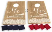 Custom Wedding Cornhole - Mr. and Mrs. Corn Hole Rustic, Vintage Burlap Design