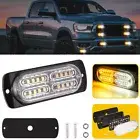 1X 20-LED Amber White Grille Emergency Strobe Lights for Trucks Flashing Hazard