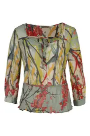 Multi Leaf Print Shirt--SAN-1221240430