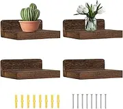 AwObEpl 4 Pcs Wall Storage Shelves,Photo Ledge Shelves,Picture Ledge Shelf,Wall Display Shelves,Floating Shelves for Wall,Wall Mounted Shelves for Bedroom Living Room Bathroom (Black)