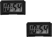 Mobestech 2pcs Car Digital Clock Alarm Clock Digital Tiny Digital Clock Small Clock Digital Automobile Car Clock Mini Clock for Desk Dashboard Decorative Clock Timer Automotive Black Plastic