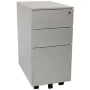 Steelco Slimline 3 Drawer Filing Pedestal Satin Silver