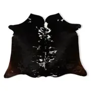 Real Medium Cowhide Rug Black White Natural Hair On Calf Skin Accent Piece