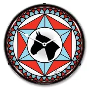 Horse Head, Hex Sign Lighted, Backlit, LED, Wall Clock, Free Shipping