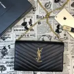 YSL SAINT LAURENT WOC 393953 小款 黑金釦鏈 魚子醬 荔枝牛皮 現貨