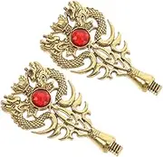 Tofficu 2pcs DIY Dual Dragon Wax Seal Replacement Handle Metal Scrapbooking Stamp Handle for Envelopes Greeting Cards Invitations Certificates