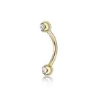 14K Yellow Gold Cubic Zirconia Unisex Curved Eyebrow Lip Tongue Ring - 16 Gauge