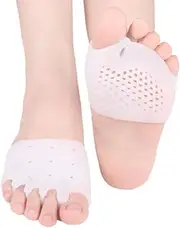 QANYEGN 1 Pair Silicone Toe Protectors, Soft Padded Toe Separator, Toe Separators Metatarsal Pads for Pain Relief and Straightening(White)