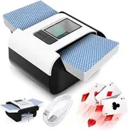 Rechargeable Card Shuffler Machine, 1-2 Deck Automatic Card Shuffler, One-Press Operation, Low Noise, Built-in 2000Mah Battery, Portable Electric Shuffling Machine for Poker, Uno, Blackjack