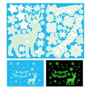 Snowflake Window Stickers Christmas Window Clings Glow in the Dark for Home Christmas Party -ELK