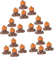 Delicate Resin Campfire Models 20pcs Miniature Fire Ornaments for Micro Landscape Home Decor