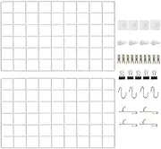 Metal Grid Wall Panel, Photo Display Organizer, 17.3"×11.8" White Wire Board, Picture Frame, 2-Pack Mesh Memo Board with Clips and Hooks