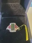 AA Canadian Ammolite , Mozambique Garnet , silver 925 , ring , size 10