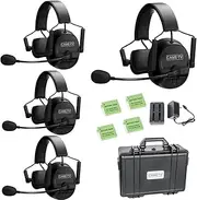 Came-TV Kuminik8 Wireless Intercom Headset System with Noise Cancellation, 450m Team Communication Group Talk, Zero Latency IP63 Rated Mute Function Headset Film Production Stage Sport (4 Sets)