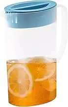 Water Pitcher, 2L Plastic Pitcher with Lid and Spout Transparent Water Jug Eco-Friendly Juice Containers for Hot/Cold Lemonade Juice Beverage Jar Ice Tea