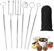 ZOCONE Set of 6 Praline Forks Set Stainless Steel Pralines Cutlery Fruits Diving Fork for Chocolates DIY Handmade Chocolates Fork Chocolate Cutlery Chocolates Accessories for Dipping