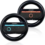 Mcbazel Steering Wheels for N-Switch2 Joy Con - Racing Controller Accessories with Ergonomic Grip & L/R Triggers, Easy Install for Mario Kart, Family Gaming Compatible with All Switch 2 Games(2-Pack)