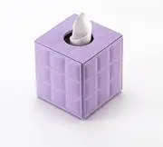 Square Leather Tissue Box Cover - Stylish Cube Tissue Box Holder, Decorative PU Tissue Box for Vanity Dresser Night Stand Table Countertop Home Office Car, Grid White，Purple