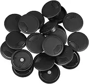 HOODANCOS 21pcs Computer Desk Wiring Hole Cover Heavy Duty Tires Switch Connectors Door Closing Hinges Round Mops Invisible Door Hinges Wire Cover Hole Cover Desktop Cord Organizer Abs Black