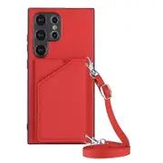 YB-1 Series for Samsung Galaxy S24 Ultra Phone Case Kickstand Skin-touch Cover with Shoulder Strap
