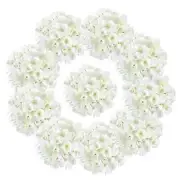 10PCS Silk Hydrangea Heads with Stems Artificial Flowers for Wedding Off White
