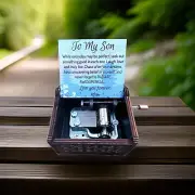 New “To My Son” Handmade Hand Crank Wood Music Box
