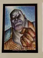 THANOS INFINITY GAUNTLET Sketch Card Print 004 Signed by Chris McJunkin